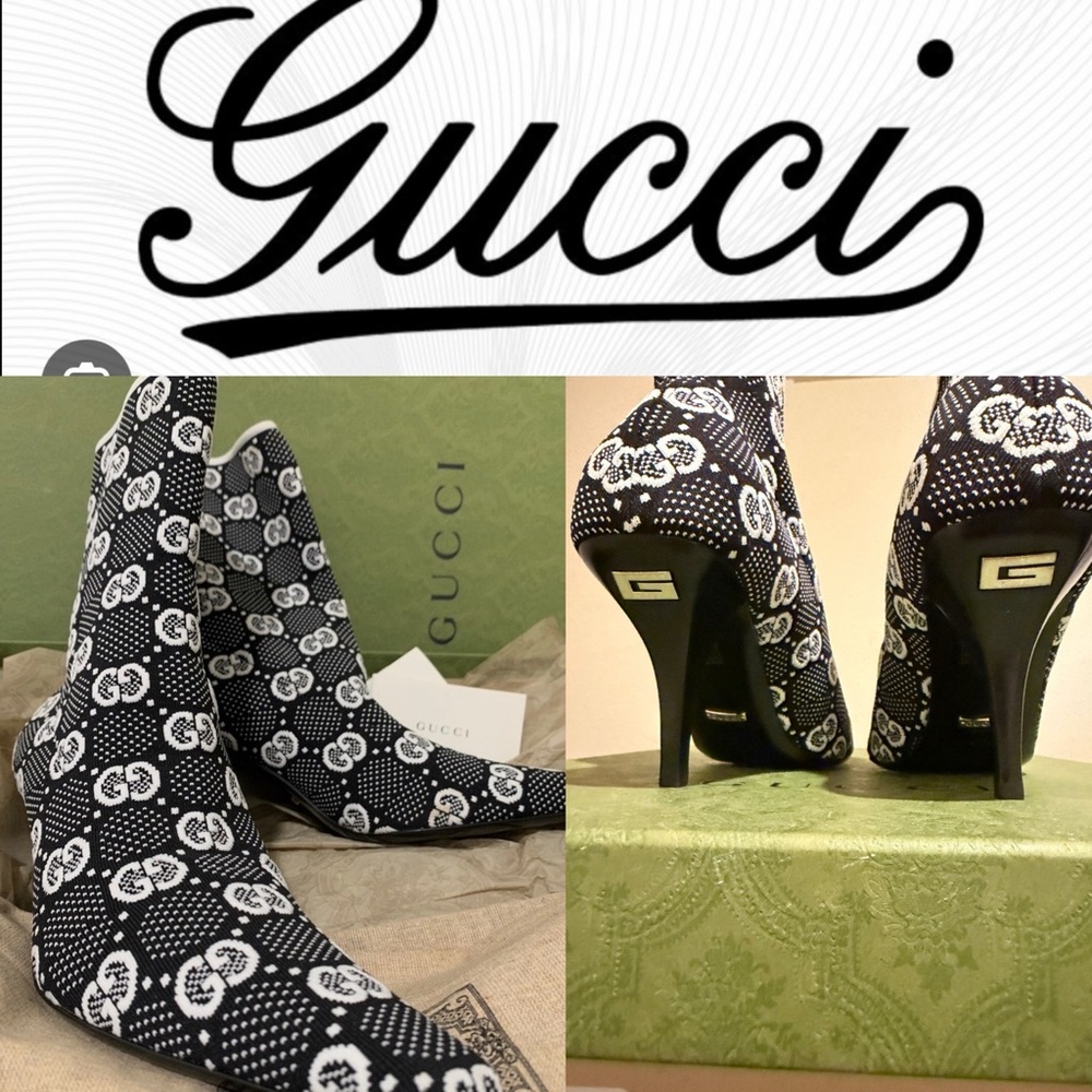 New💕Gucci Monochrome Patterned Stilettos